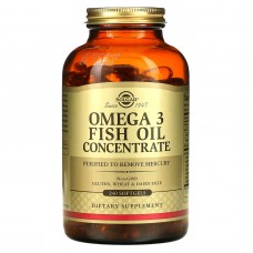 Омега-3, Omega-3 Fish Oil, Solgar, концентрат рыбьего жира, 240 гелевых капсул