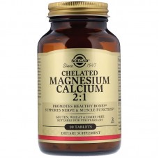 Магний кальций хелат 2:1, Chelated Magnesium Calcium, Solgar, 90 таблеток