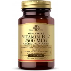 Витамин В12 (цианокобаламин), Vitamin B12, Solgar, сублингвальный, 2500 мкг, 60 таблеток
