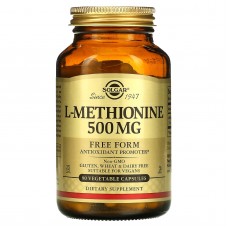Метионин, L-Methionine, Solgar, 500 мг, 90 вегетарианских капсул