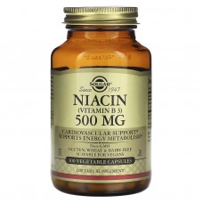 Ниацин (витамин B3), Niacin (Vitamin B3), Solgar, 500 мг, 100 вегетарианских капсул