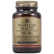 Ниацин, No-Flush Niacin, Solgar, не вызывающий покраснения, 500 мг, 50 вегетарианских капсул