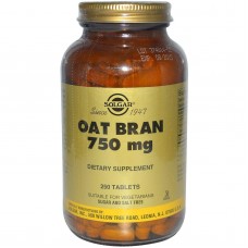 Овсяные волокна, Oat Bran, Solgar, 750 мг, 250 таблеток