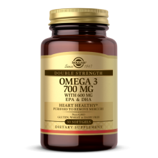 Омега-3, рыбий жир, Omega-3, EPA & DHA, Solgar,  двойная сила, 700  мг, 30 гелевых капсул