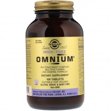 Омниум, мультивитамины и минералы, Omnium, Solgar, без железа, 100 таблеток