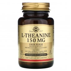 Теанин, L-Theanine, Solgar, свободная форма, 150 мг, 60 вегетарианских капсул