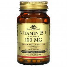 Витамин B1 (тиамин), Vitamin B1, Solgar, 100 мг, 100 вегетарианских капсул