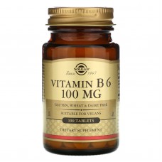 Витамин В6, Vitamin B6, Solgar, 100 мг, 100 таблеток