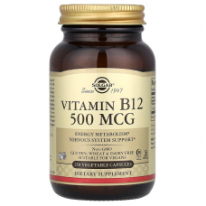 Витамин В12, Vitamin B12, Solgar, 500 мкг, 250 вегетарианских капсул