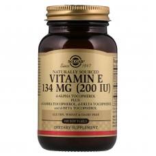 Витамин Е, Vitamin E, Solgar, натуральный, 134 мг (200 МЕ), 100 гелевых капсул