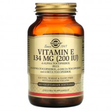 Витамин Е, Vitamin E, Solgar, 134 мг (200 МЕ), 100 вегетарианских гелевых капсул