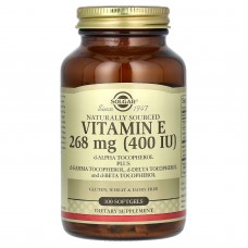 Витамин Е, Vitamin E, Solgar, натуральный, 268 мг (400 МЕ), 100 гелевых капсул