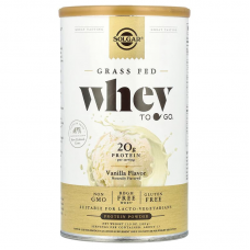Сывороточный протеин, Grass Fed Whey To Go, Solgar, порошок, вкус ванили, 338 г