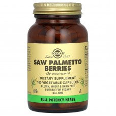 Со Пальметто, Saw Palmetto Berries, Solgar, ягоды, 100 растительных капсул