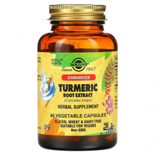 Куркума экстракт корня, Turmeric, Solgar, 60 вегетарианских капсул (400 мг в капсуле)