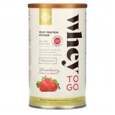 Сывороточный протеин, Grass Fed Whey To Go Solgar, порошок, вкус клубники, 453.5 г
