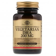 ДГК вегетарианская, Омега-3, Naturally Sourced Omega-3, Solgar, 200 мг, 50 гелевых капсул