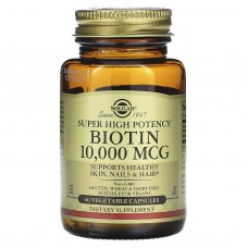 Биотин, Biotin, Super High Potency, Solgar, сверхвысокая эффективность, 10000 мкг, 60 капсул