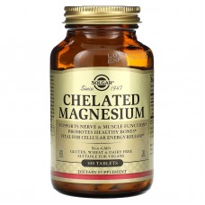 Магний хелат, Chelated Magnesium, Solgar, 100 таблеток