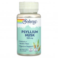 Подорожник, Psyllium Husk, Solaray, шелуха, 525 мг, 100 вегетарианских капсул