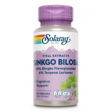 Гинкго билоба, Ginkgo Biloba Leaf Extract, Solaray, 60 мг, 60  вегетарианских капсул