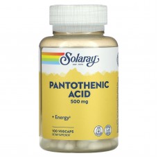 Пантотеновая кислота, Pantothenic Acid, Solaray, 500 мг, 100 вегетарианских капсул
