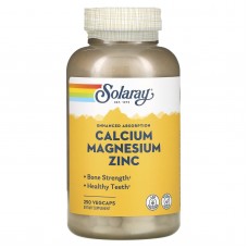 Кальций, магний и цинк, Calcium, Magnesium, Zinc, Solaray, 250 капсул