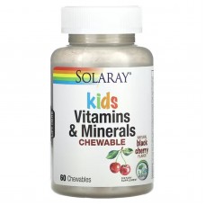 Мультивитамины для детей, Children's Vitamins and Minerals, Solaray, вкус вишни, 60 жевательных таблеток