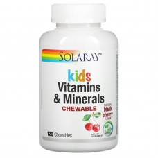 Мультивитамины для детей, Children's Vitamins and Minerals, Solaray, вкус вишни, 120 таблеток