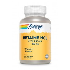 Бетаин HCl + пепсин, HCL with Pepsin, Solaray, 250 мг, 180 капсул