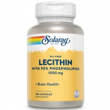 Лецитин из сои, Lecithin, Solaray, безмасляный, с 95% фосфолипидов, 500 мг, 100 капсул