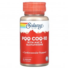 Пирролохинолинхинон, коэнзим Q10, ацетилцистеин и глутатион, PQQ, CoQ-10, Solaray, 30 вегетарианских капсул