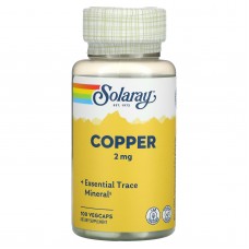 Медь, Copper, Solaray, 2 мг, 100 капсул
