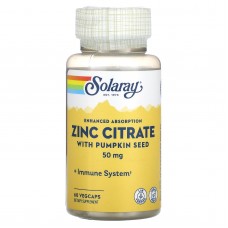 Цинк, Zinc Citrate, Solaray, 50 мг, 60 вегетарианских капсул