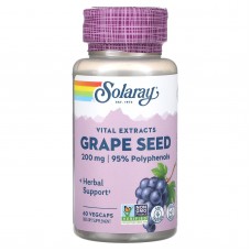 Экстракт виноградных косточек, Grape Seed, Solaray, 200 мг, 60 вегетарианских капсул
