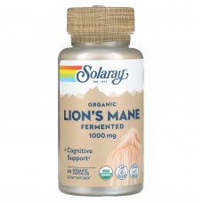 Ежовик гребенчатый, Lion's Mane, Solaray, органик, ферментированный, 500 мг, 60 вегетарианских капсул