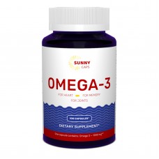Омега-3, рыбий жир, Omega-3 Active Powerful, Sunny Caps, 1000 мг, 100 гелевых капсул