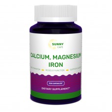 Кальций, магний, железо, Calcium, Magnesium and Iron Powerful, Sunny Caps, 100 капсул
