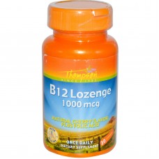 Витамин B12, Vitamin B12, Thompson, вкус вишни, 1000 мкг, 30 леденцов