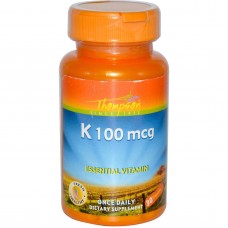 Витамин К, Vitamin K, Thompson, 100 мкг, 30 капсул