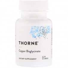 Медь, Copper Bisglycinate, Thorne, 60 капсул (2 мг в капсуле)