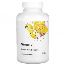 Бетаина гидрохлорид + пепсин, Betaine HCL & Pepsin, Thorne,  225 капсул