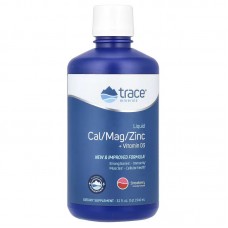 Кальций, магний, цинк и витамин D3, Cal/Mag/Zinc + Vitamin D3, Trace, жидкий, клубника, 946 мл.