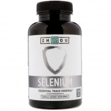 Селен, Selenium, Zhou Nutrition, 200 мкг, 100 вегетарианских капсул