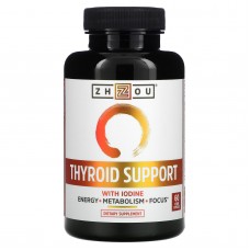 Поддержка щитовидной железы, Thyroid Support, Zhou Nutrition, 60 вегетарианских капсул