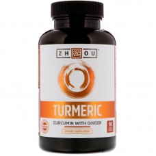 Куркума + имбирь, Turmeric with Ginger, Zhou Nutrition, 90 вегетарианских капсул