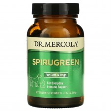 Иммунная защита животных, SpiruGreen, Dr. Mercola, для кошек и собак, 180 таблеток (90 г)