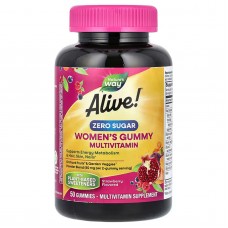 Мультивитамины для женщин, Alive! Women's Gummy Multivitamin, Nature's Way, без сахара, вкус клубники, 50 жевательных конфет