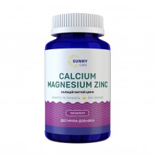 Кальций, магний, цинк, Calcium, Magnesium, Zinc, Sunny Caps, 100 капсул