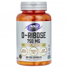 D-рибоза, D-Ribose, Now Foods, Sports, 750 мг, 120 вегетарианских капсул